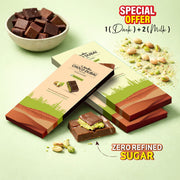 Viral Kunafa Pistachio Chocolate 2 Milk & 1 Dark Zero Refined Sugar