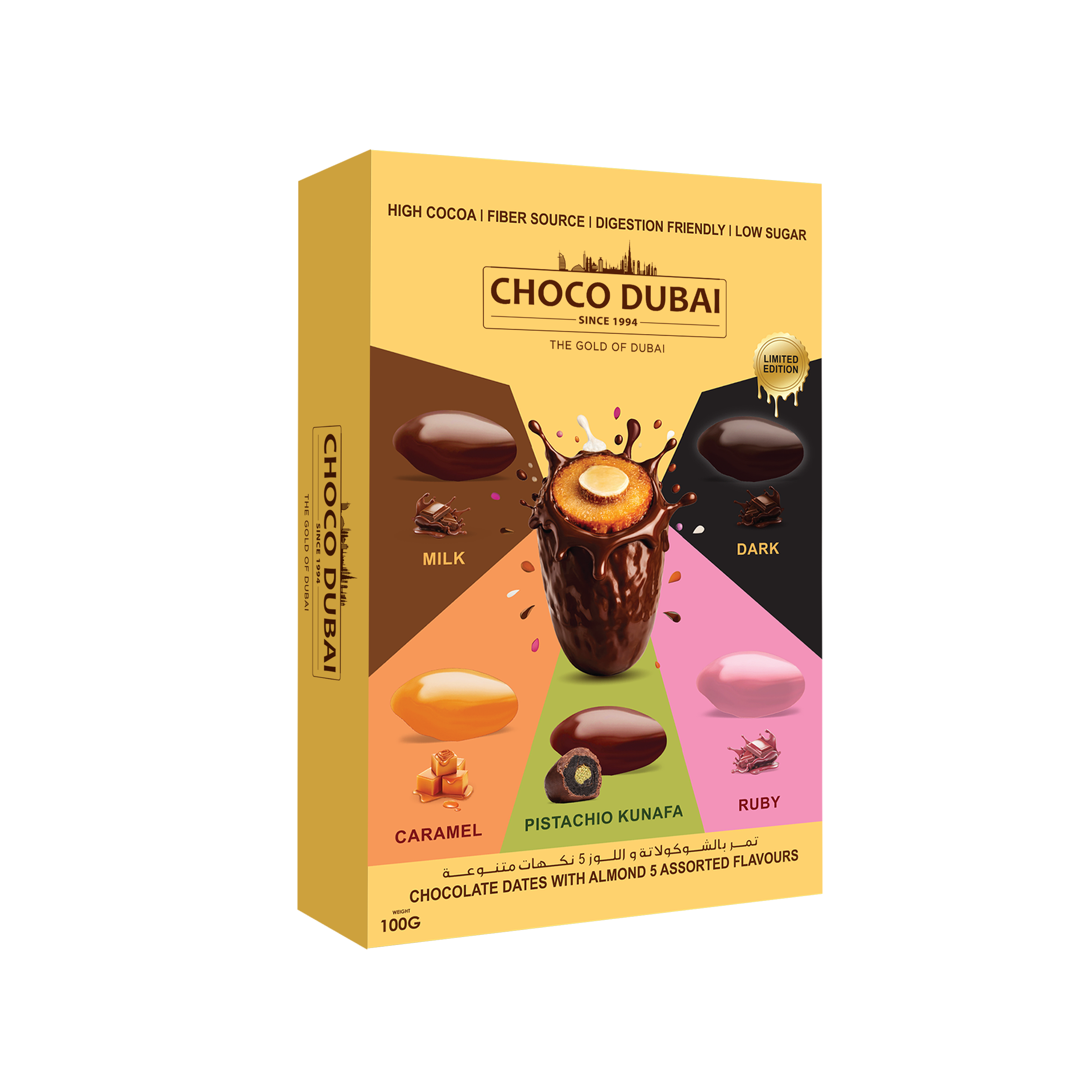 Choco Dubai Assorted Chocolate Dates – Viral Kunafa Pistachio Edition (100g)