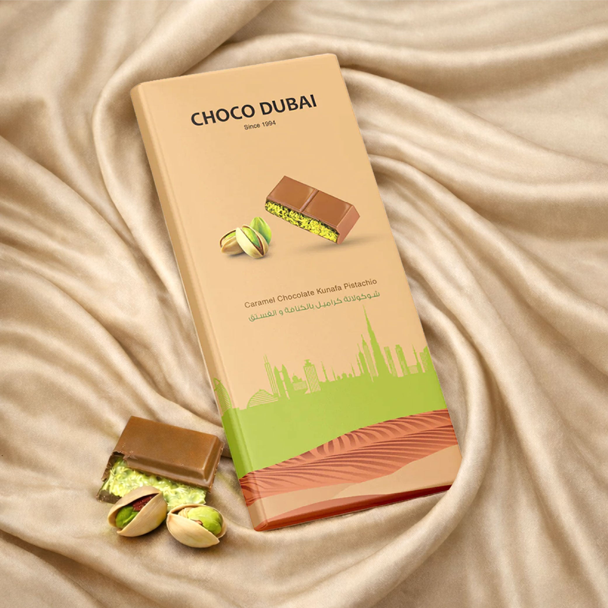 Viral Caramel Chocolate Kunafa Pistachio – 100g