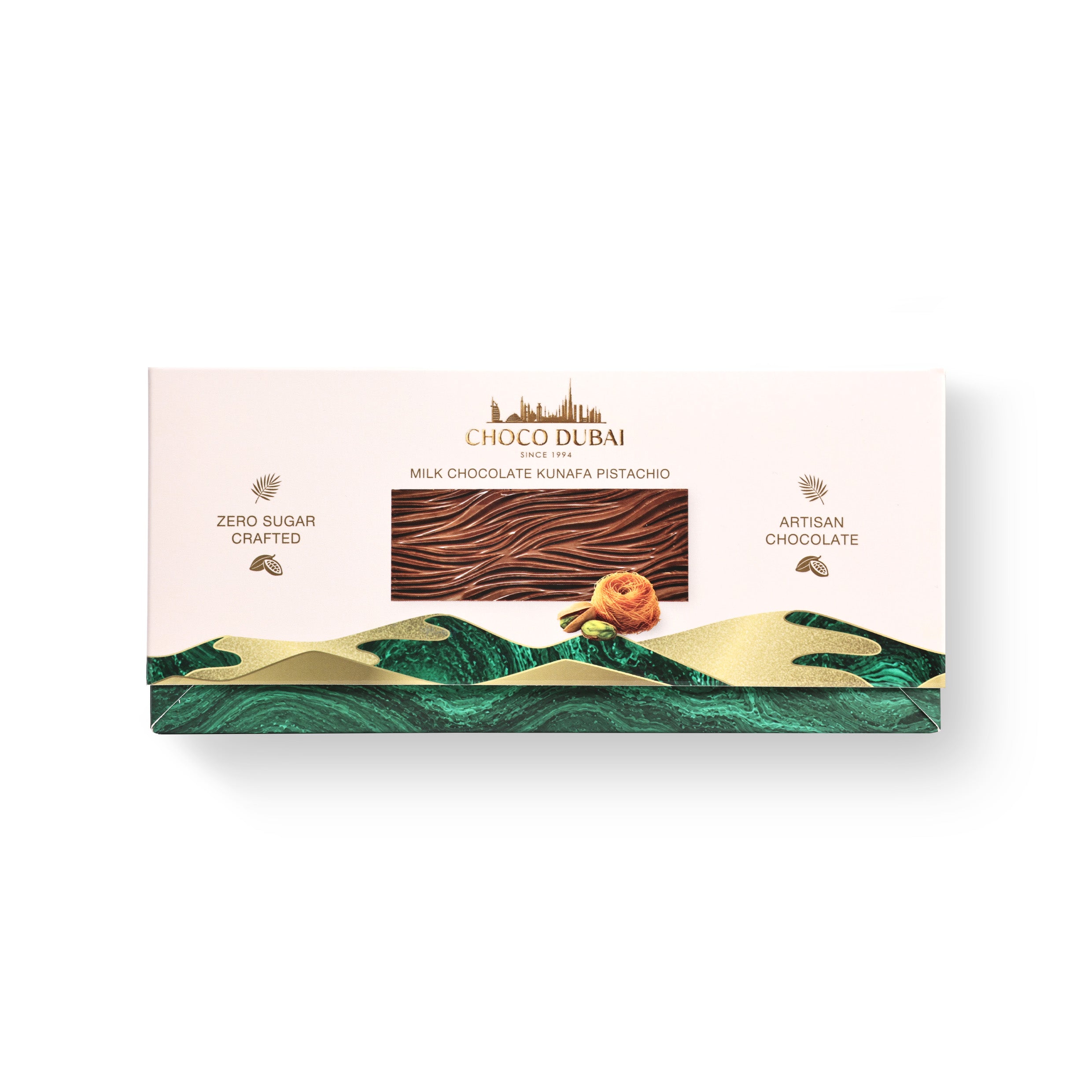Choco Dubai Zero Sugar Milk Chocolate Kunafa Pistachio Bar 150g
