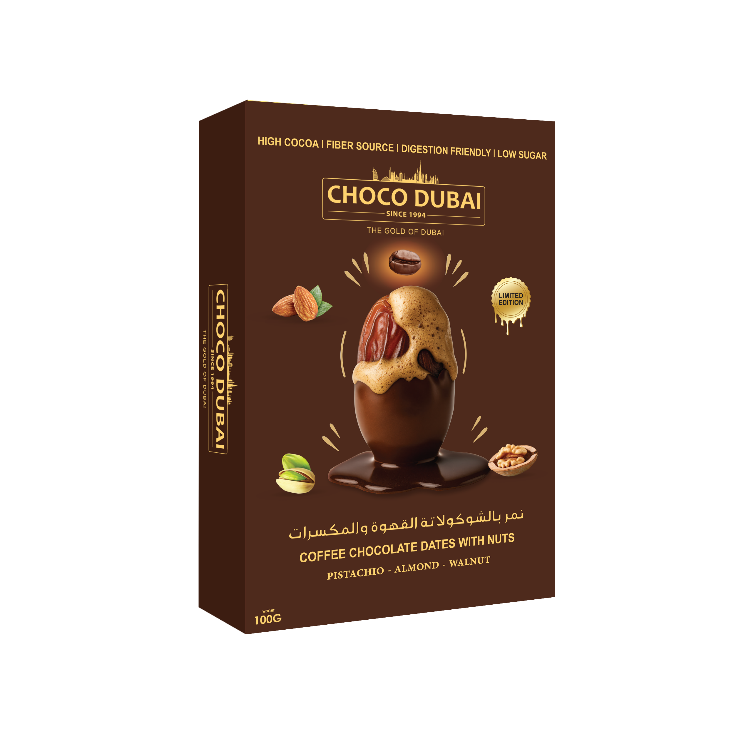 Choco Dubai Coffee Chocolate Dates with Nuts – Dubai Edition (100g)