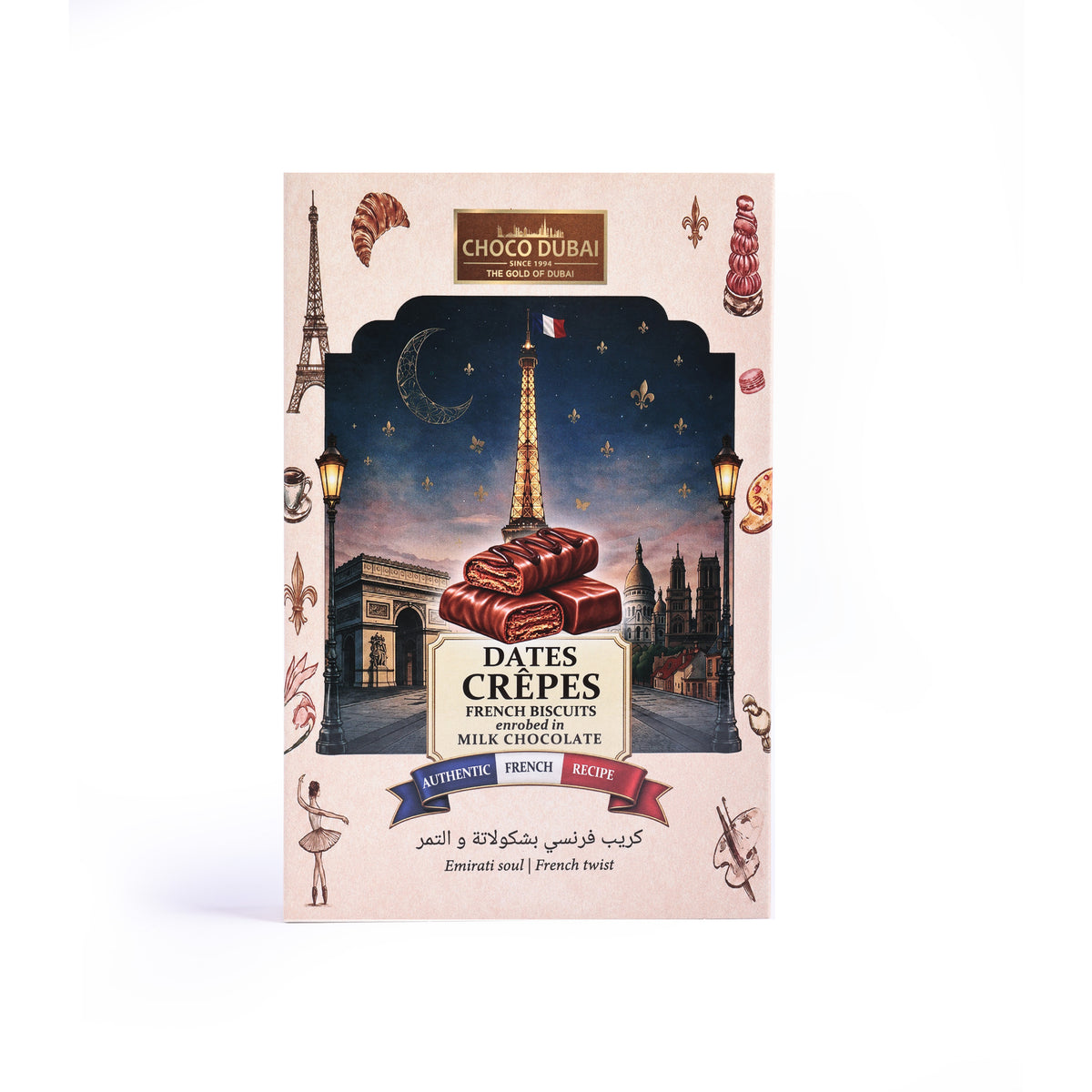 Choco Dubai Dates Crepes Combo Deal – 2 × 100g | Emirati Soul, French Twist