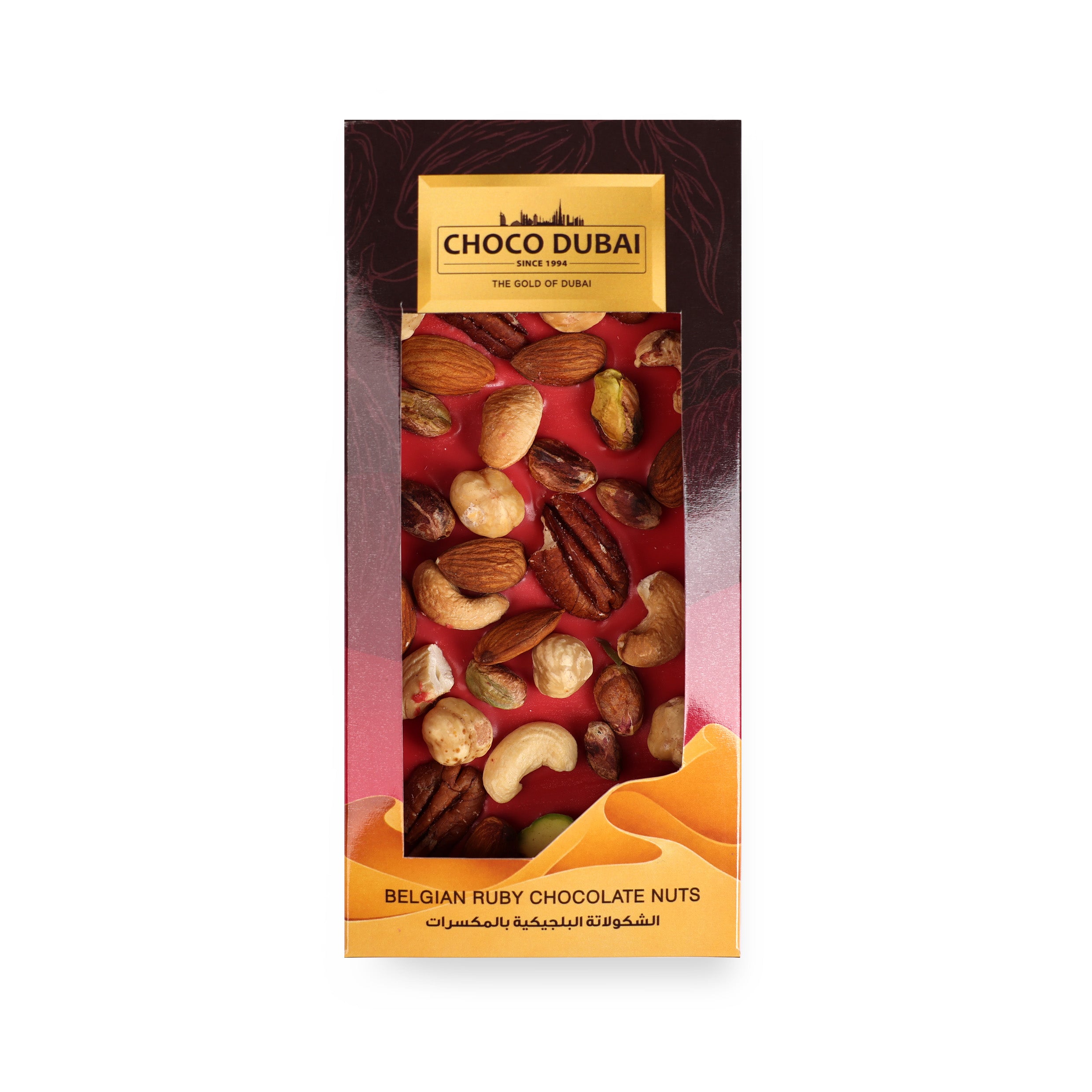 Belgian Ruby Chocolate Mixed Nuts Bar, 80g